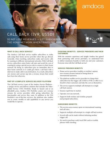 Call BaCk (IVR, USSD) - Amdocs