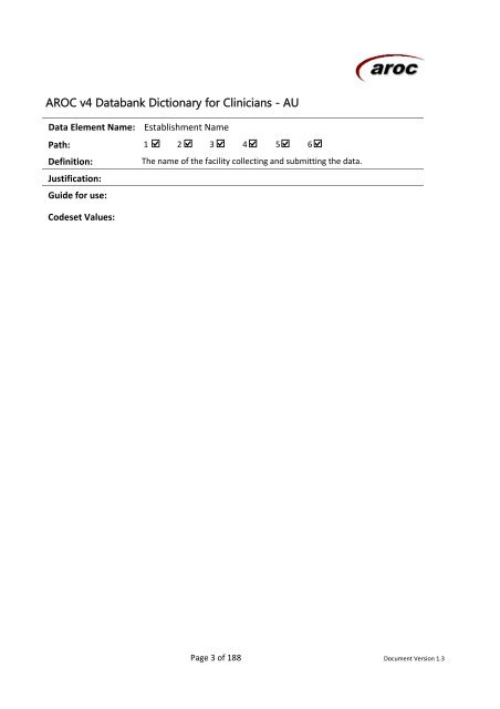 AROC v4 Data Dictionary for Clinicians - Australian Health Services ...