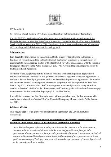 Circular 0030/2013 - Department of Education and Skills