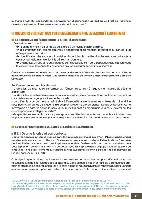 IntroductIon à la sécurIté alImentaIre prIncIpes d'InterventIon