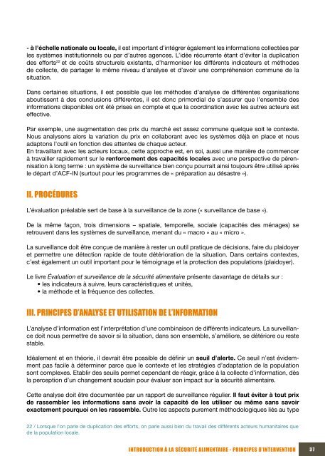 IntroductIon à la sécurIté alImentaIre prIncIpes d'InterventIon