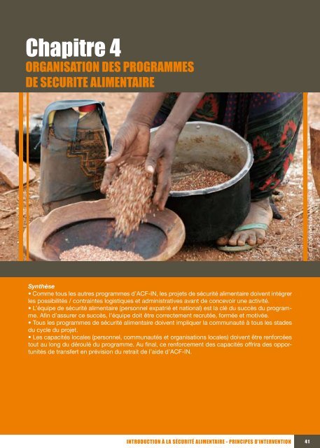 IntroductIon à la sécurIté alImentaIre prIncIpes d'InterventIon