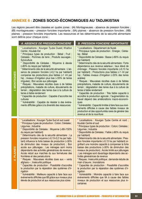 IntroductIon à la sécurIté alImentaIre prIncIpes d'InterventIon