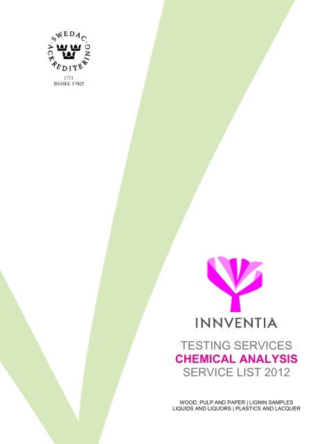 testing services chemical analysis service list 2012 - Innventia.com