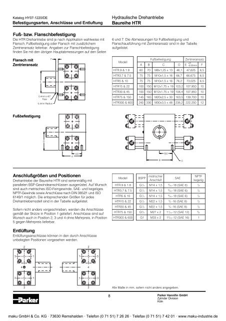 Hydraulische Drehantriebe Baureihe HTR - Parker