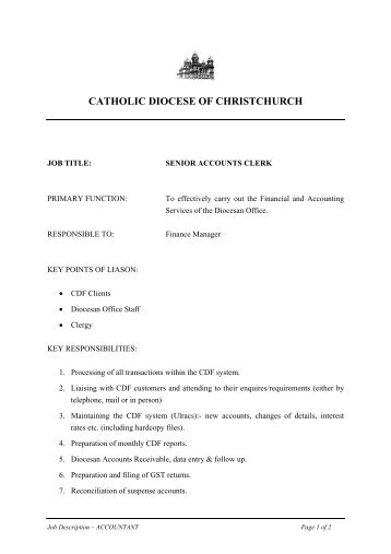 Senior Acconts Clerk Position Description.pdf - Catholic Diocese of ...