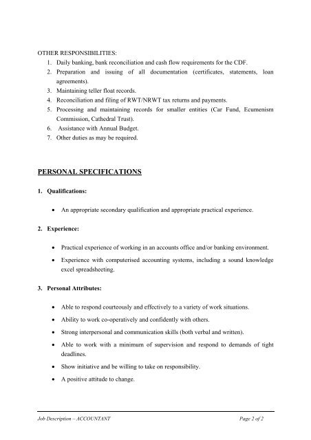 Senior Acconts Clerk Position Description.pdf - Catholic Diocese of ...