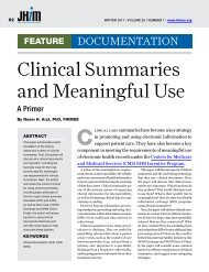 Clinical Summaries and Meaningful Use: A Primer (JHIM) - himss