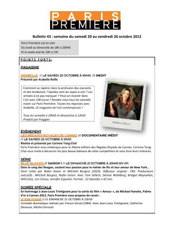 Bulletin 43 : semaine du samedi 20 au vendredi 26 octobre 2012