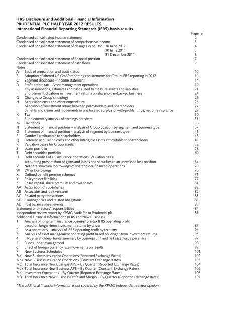 Ifrs Disclosure And Additional Financial Prudential Plc