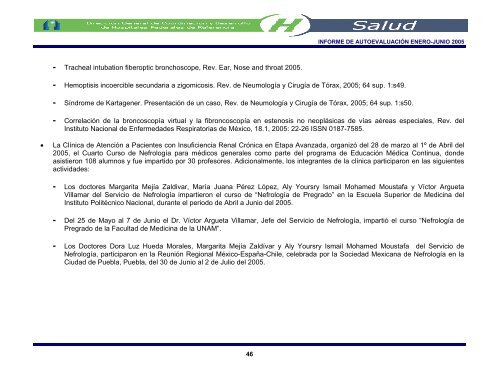 Informe Ejecutivo Enero-Junio 2005 - Hospital General de México