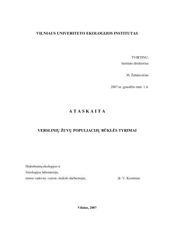 2007 metų tyrimų rezultatų analizės ataskaita - Aplinkos apsaugos ...