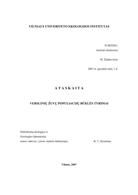 2007 metų tyrimų rezultatų analizės ataskaita - Aplinkos apsaugos ...