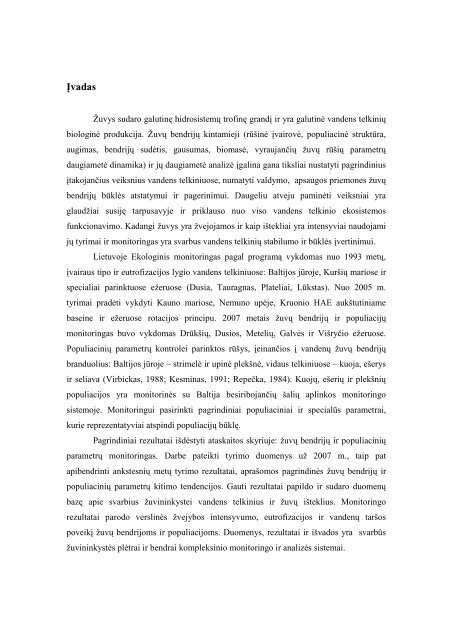 2007 metų tyrimų rezultatų analizės ataskaita - Aplinkos apsaugos ...