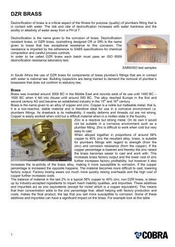 Download DZR Brass Certificate - Cobra