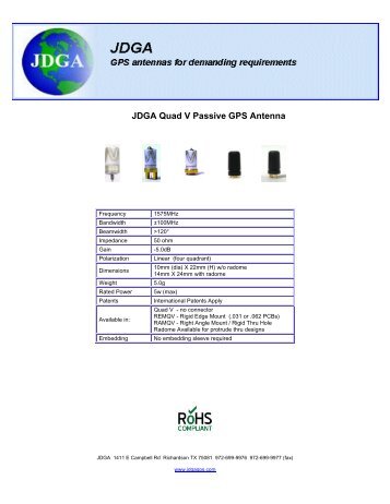 JDGA Quad V Passive GPS Antenna -5.0dB - JDGA GPS Antennas