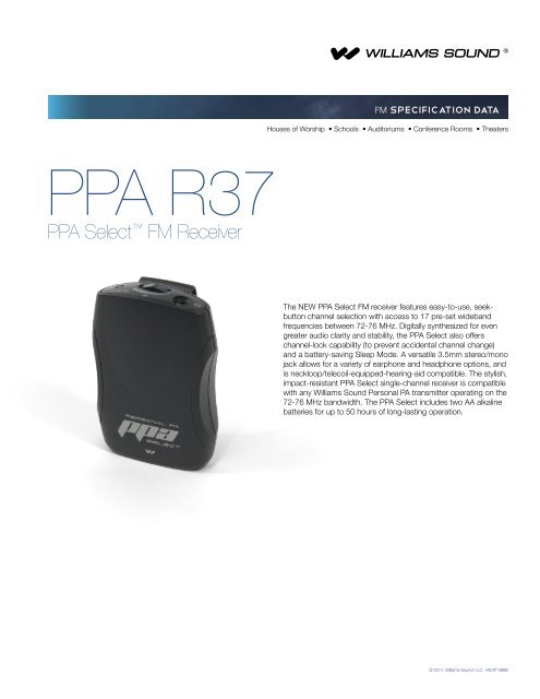 PPA R37 Specifications - Williams Sound