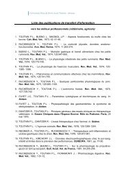 Liste des publications de transfert d'information - Physiologie ENVT