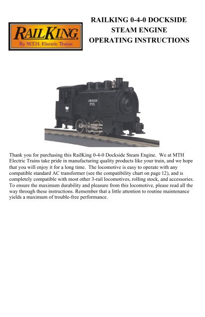 Dockside Tank Engine railking 0-4-0 dockside steam engine operating ... - MTH Trains