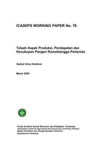 Telaah Aspek Produksi, Pendapatan dan Kecukupan Pangan ...