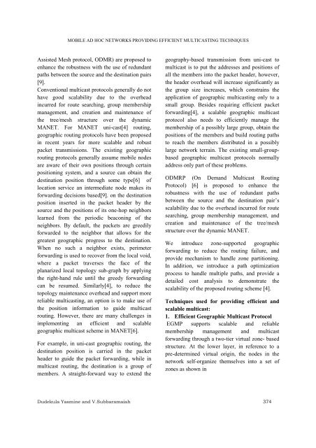 mobile ad hoc networks providing efficient multicasting techniques