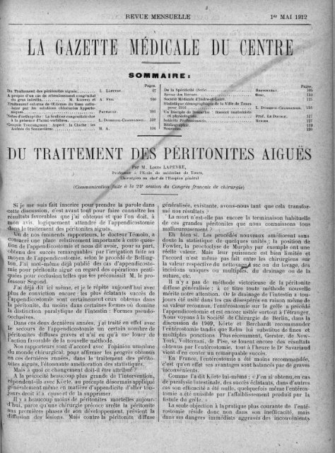 La Gazette médicale du Centre