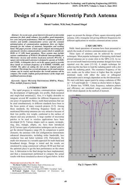 Design of a Square Microstrip Patch Antenna - International Journal ...