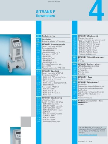 SITRANS F flowmeters