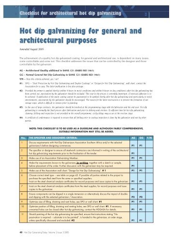 Hot dip galvanizing for general and architectural purposes - hdgasa