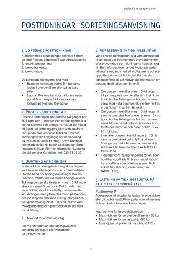 Sorteringsanvisningar för Posttidningar (pdf) - Posten