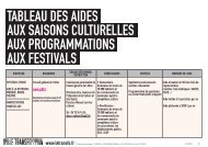 Tableau des aides aux saisons culturelles ... - Le Transfo