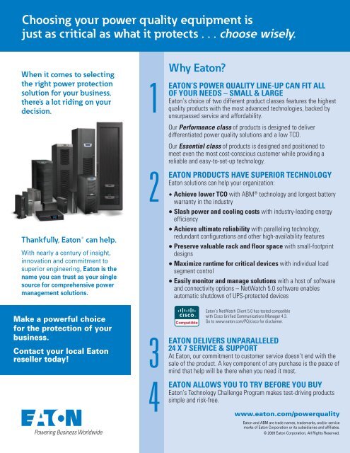 EATON:BROCHURE - Choosing Power Quality Equipment