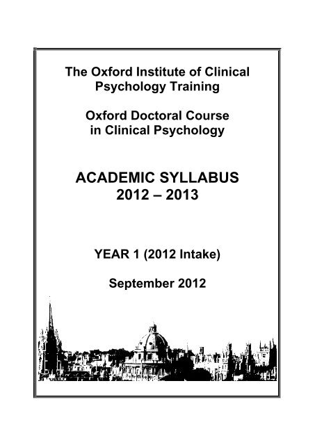 Academic Syllabus 2012 Year 1 - Oxford Doctoral Course of Clinical ...