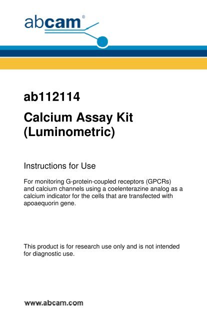 ab112114 Calcium Assay Kit (Luminometric) - Abcam