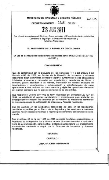 Decreto 2245 - Presidencia de la RepÃºblica de Colombia