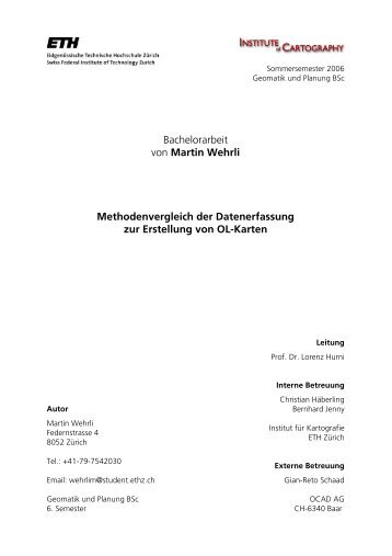 Bachelorarbeit von Martin Wehrli Methodenvergleich der - ETH Zürich