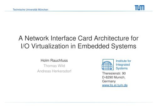 A Network Interface Card Architecture for I/O - IBM Haifa Labs