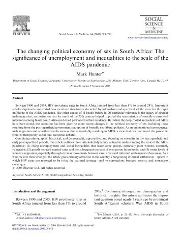 The changing political economy of sex in South Africa - University of ...