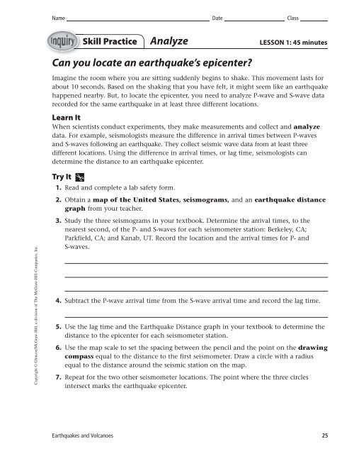 Analyze Can you locate an earthquake's epicenter? - legacyjr.net