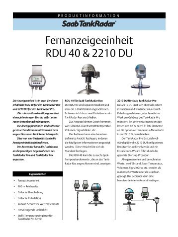 Fernanzeigeeinheit RDU 40 & 2210 DU - Rosemount TankRadar