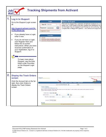 Tracking Shipments from Activant