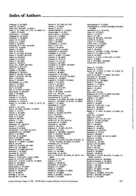 Index of Authors - Annals of Oncology