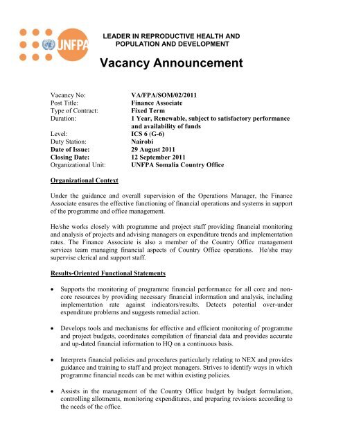 Vacancy Announcement Vacancy Announcement