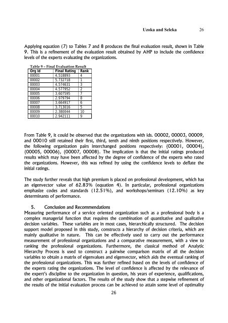 A Model for Evaluation of Professional Organizations Using AHP ...