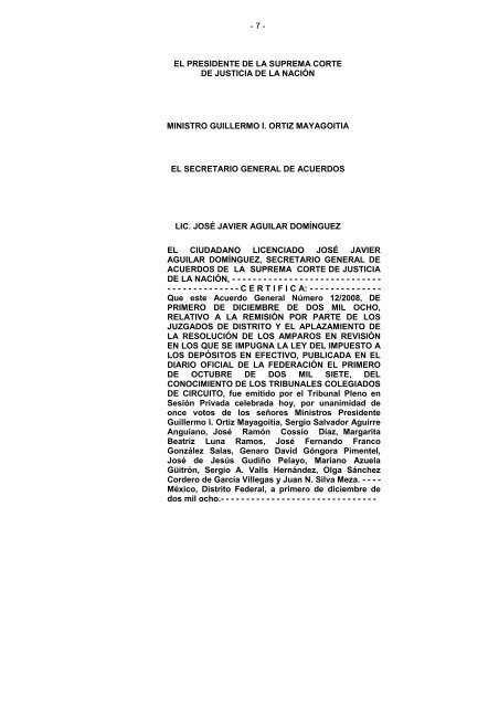 acuerdo general nÃºmero 12/2008, de primero de diciembre de dos ...