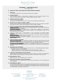 FACTSHEET TAXATION IN ITALY (As of January 2012)