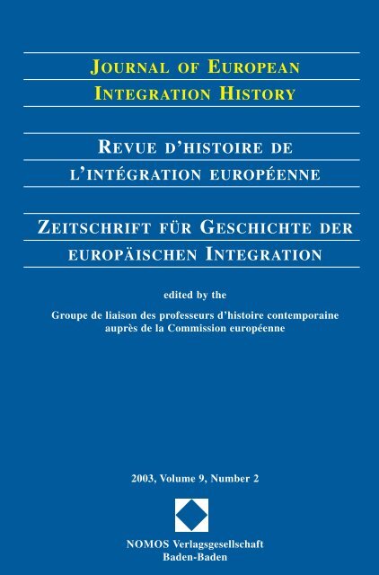 journal of european integration history revue d'histoire de l