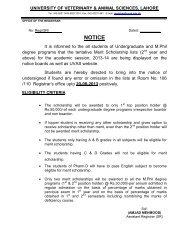 Notice - Tentative Merit Scholarship lists for Undergraduate ... - UVAS