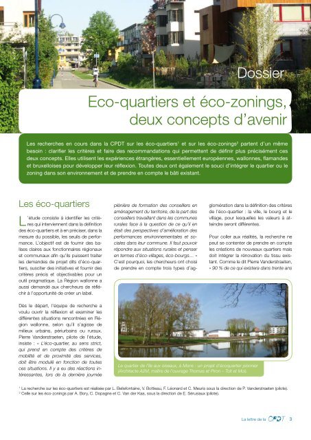 Eco-quartiers et Ã©co-zonings, deux concepts d'avenir - CPDT Wallonie