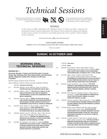 Technical Sessions - Geological Society of America